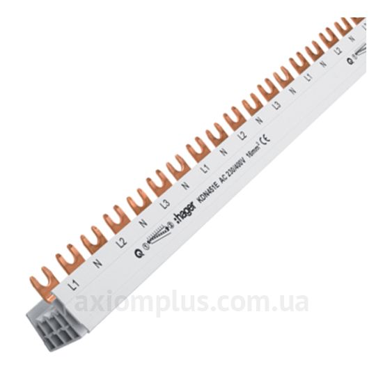 Шина (L) фазная Hager KDN451E FORK 4P 80А (57 контактов) (белый цвет) фото