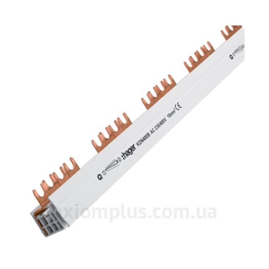 Шина (L) фазная Hager KDN480B FORK 4P 80А (57 контактов) (белый цвет) фото