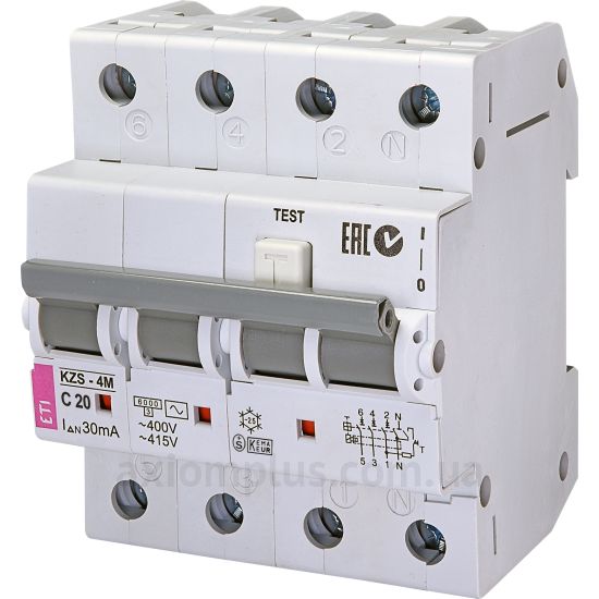 ETI KZS-4M 3p+N C 20/0,03 тип AC (6kA) фото