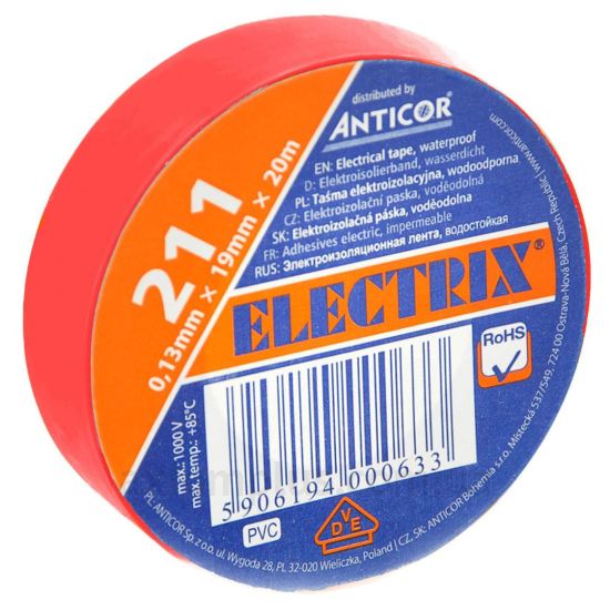 Изолента красного цвета Anticor 0,13х19мм (ANR19/20-K)