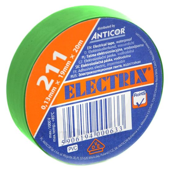 Изолента зеленого цвета Anticor 0,13х19мм (ANR19/20-T)