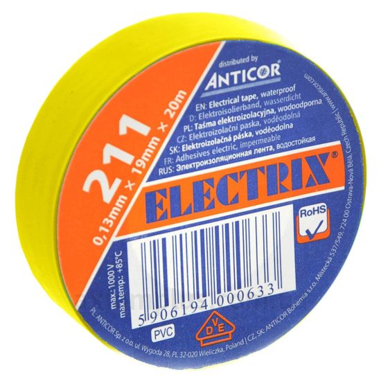 Изолента желтого цвета Anticor 0,13х19мм (ANR19/20-Z)