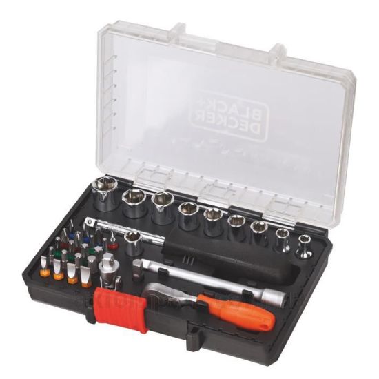 Изображение набора бит Black&amp;Decker A7225в пластиковом кейсе черного цвета