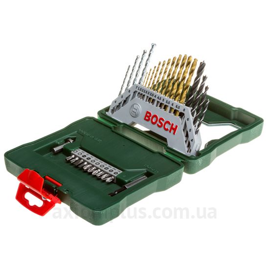 Фото набора инструментов Bosch 2607019324в пластиковом кейсе зеленого цвета