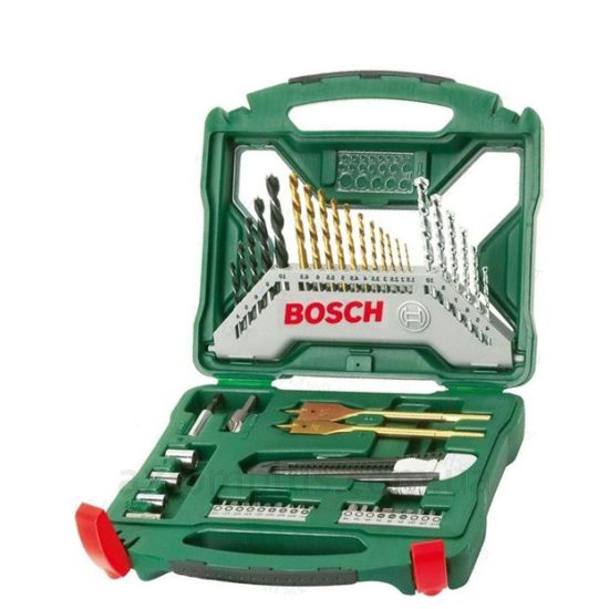 Фото набора инструментов Bosch 2607019327в пластиковом кейсе зеленого цвета