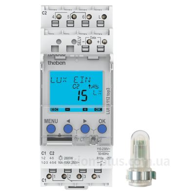 Сумеречное реле Theben Luna 112 top3 AL 230В AC 1-99000Лк с датчиком ...