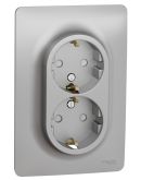 Двойная розетка Schneider Electric NU206730 (винтовой зажим) (алюминий)