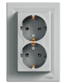 Подвійна розетка Schneider Electric Asfora EPH9900161 із заземленням (алюміній)