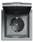 Розетка Schneider Electric Asfora EPH3100362 із заземленням та зі шторками (сталь)
