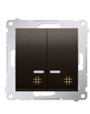 Двойной перекрестный выключатель Kontakt Simon Simon 54 Premium DW7/2L.01/46 с подсветкой (бронза)