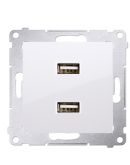 Двойная розетка Kontakt Simon Simon 54 Premium DC2USB.01/11 с USB зарядкой 2.1А (белый)