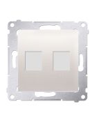Прямая информационная розетка Kontakt Simon Simon 54 Premium DKP2.01/41 под 2xRJ45 Keystone с суппортом (кремовый)