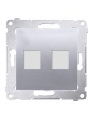 Прямая информационная розетка Kontakt Simon Simon 54 Premium DKP2.01/43 под 2xRJ45 Keystone с суппортом (серебро)