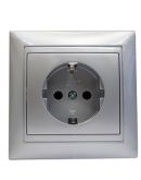 Розетка Elcor Emily 9215 (211578) із заземленням (сірий металік)