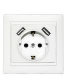 Розетка Elcor Emily 9215 (211594) с заземлением с 2 USB (белый)