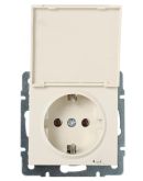 Розетка Lezard Rain (703-0388-123B) с крышкой с з/к ПБТ (кремовая)