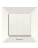 Трехклавишный выключатель Panasonic Arkedia Slim (кремовый)