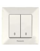 Двухклавишный проходной выключатель Panasonic Arkedia Slim (кремовый)