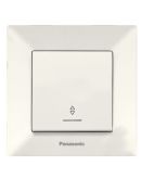 Одноклавишный проходной выключатель Panasonic Arkedia Slim с подсветкой (кремовый)