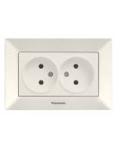 Двойная розетка Panasonic Arkedia Slim (кремовая)