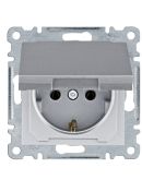 Розетка Hager WL1152 Lumina 16А/230В с з/к с крышкой (серебристая)