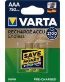 Аккумулятор Varta 56673101402 RECHARGEABLE ACCU ENDLESS AAA 750мАч BLI 2 NI-MH