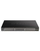 Коммутатор D-Link DGS-1250-52XMP 48x1GE PoE 4xSFP+370Вт Smart