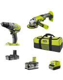 Набор электроинструмента Ryobi One+R18DDAG-252S: шуруповерт R18DD3 КШМ R18AG (5133003819)