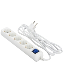 Сетевой фильтр 2E U05ESM3W 5xSchuko 3Gх 1.0мм 3м с кнопкой (белый)