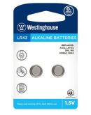 Лужна батарея Westinghouse LR43-BP2(AG12-BP2) Alkaline таблетка LR43 2шт у блістері