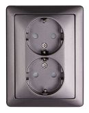 Двойная розетка E.Next e.lux.1232L.2gz.anthracite с з/к антрацитом (ins0040072)