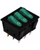 Переключатель Аско-Укрем KCD2-3101N GR/B (0-I) с подсветкой 3-х клавишный зеленый (A0140040121)