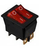 Переключатель Аско-Укрем KCD2-2101N R/B (0-I) с подсветкой 2-х клавишный красный (A0140040109)