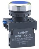 Кнопка Chint NP8-11BND/6 1NO+1NC AC 110В-220В синяя IP65 (667126)