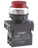 Кнопка Chint NP8-01GND/4 1NC AC 110В-220В (пружинный возврат) красная IP65 (667309)