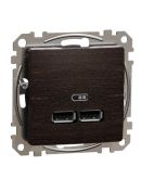 USB розетка Schneider Electric Sedna Design & Elements A+A 2,1A венге SDD181401