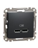 USB розетка Schneider Electric Sedna Design & Elements A+A 2,1A черная SDD114401