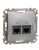 Двойная компьютерная розетка Schneider Electric Sedna Design & Elements RJ45 кат. 5е UTP алюминий SDD113452
