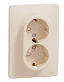 Двойная розетка Schneider Electric Sedna Design с заземлением и шторками бежевая SDD312221