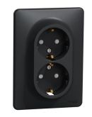 Двойная розетка Schneider Electric Sedna Design с заземлением и шторками черная SDD314221