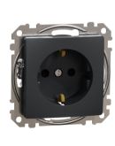 Розетка Schneider Electric Sedna Design & Elements с заземлением и шторками черная SDD114022