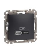 Розетка USB Schneider Electric Sedna Design & Elements A+C 3A 45Вт черная SDD114404