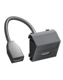 Кутова HDMI розетка OBO Bettermann modul 45 з кабелем підключення чорно-сіра (6104841)