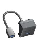 Кутовая USB розетка OBO Bettermann 3.0 modul 45 с кабелем подключения черно-серая (6104937)