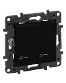 Двухклавишный выключатель Legrand Niloe Step 10А зажимной механизм черный (863505)