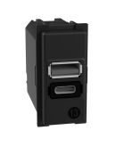 Механизм зарядного устройства USB 2 разъем тип - A/C 15 Вт/3000мА 1 модуль Bticino Living Now K4191AC