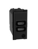 Механизм зарядного устройства USB 2 разъем тип - C/C 15 Вт/3000мА 1 модуль Bticino Living Now K4191CC