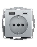 Розетка с USB 2-постовая Gira System 55 алюминий (245926)