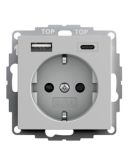Розетка с USB 2-постовая Gira System 55 серая матовая (2459015)