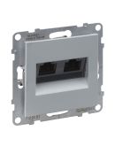 Двойная компьютерная розетка RJ45 Cat.5e UTP Legrand SUNO (алюминий) 721351